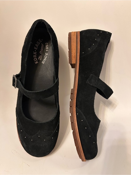Kork-Ease Shoes - Kork-Ease Black Suede Mary Jane Loafers with Stud Detail